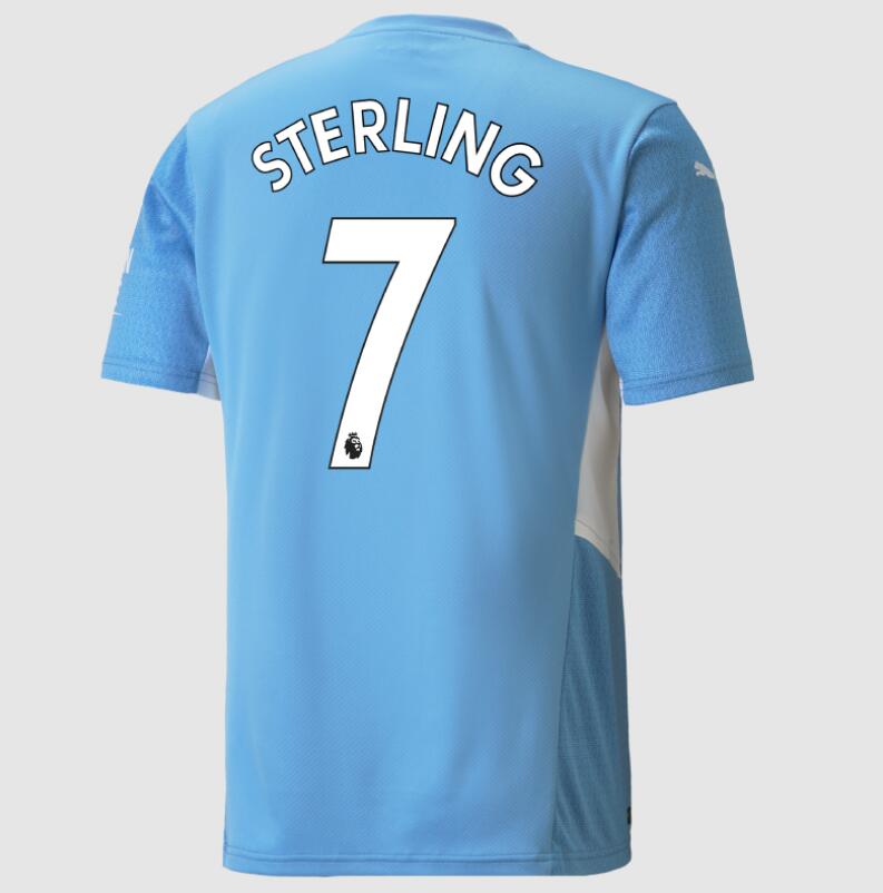 2021/22 Manchester City Home Kit Soccer Jersey with Raheem Sterling 7 printing